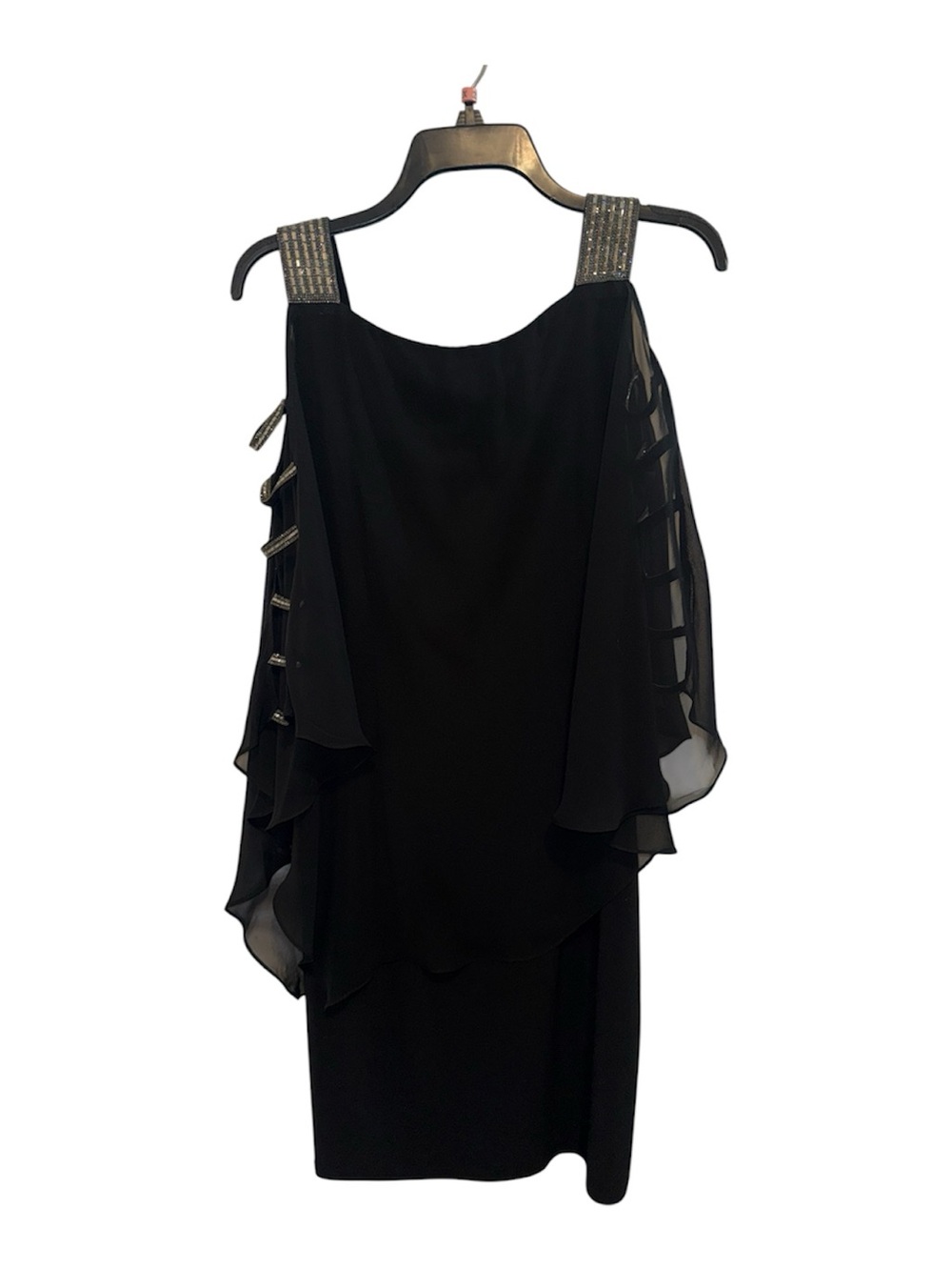 MSK Black Cold-Shoulder Cocktail Dress with Beaded Straps